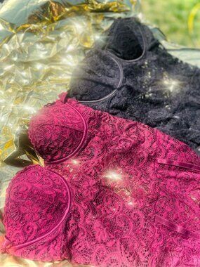 FREDERICK’S OF HOLLYWOOD | L | Lot of 2 Lace Cutout High Neck Teddy Bodysuits